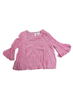 Studio by JPR Gingham Blouse with Flared Ruffle Sleeves pink/white Size PL